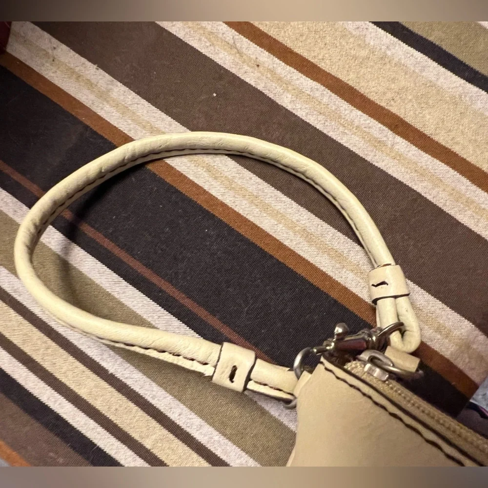 Cream Leather Wristlet